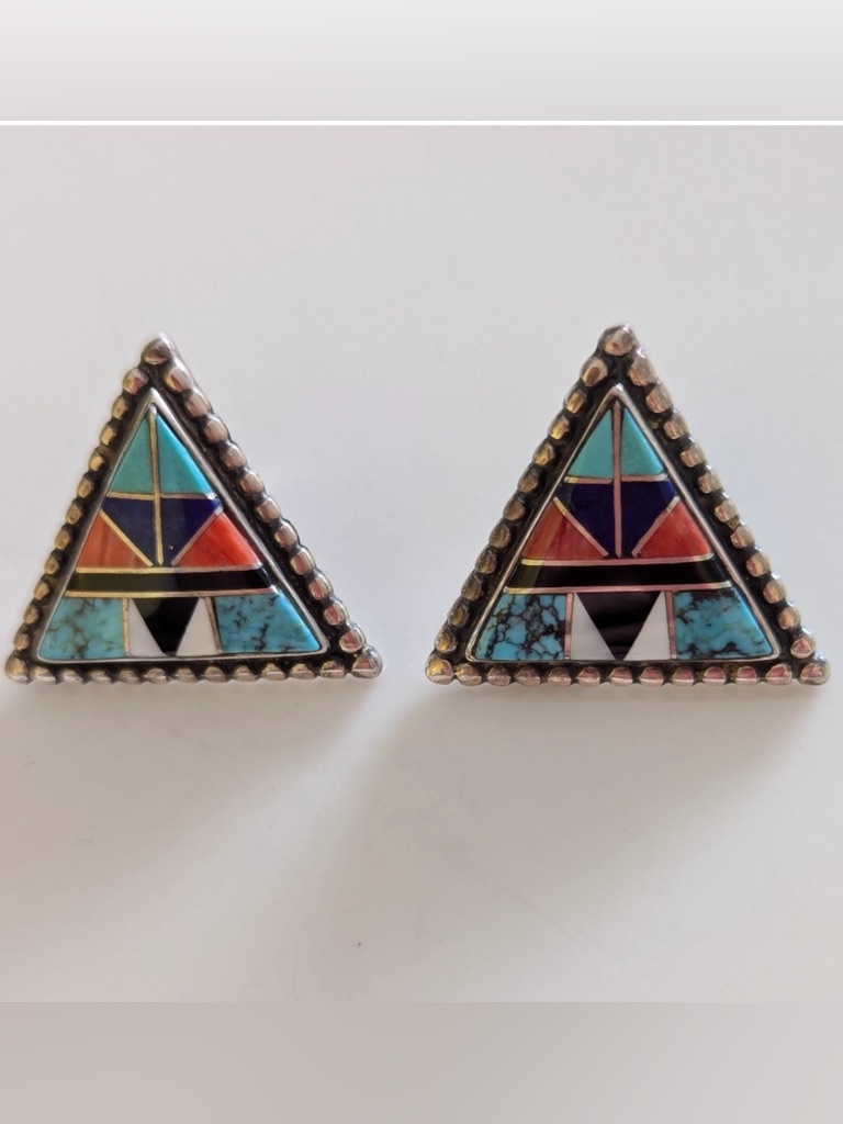 Vintage Native American Zuni Multistone Earrings